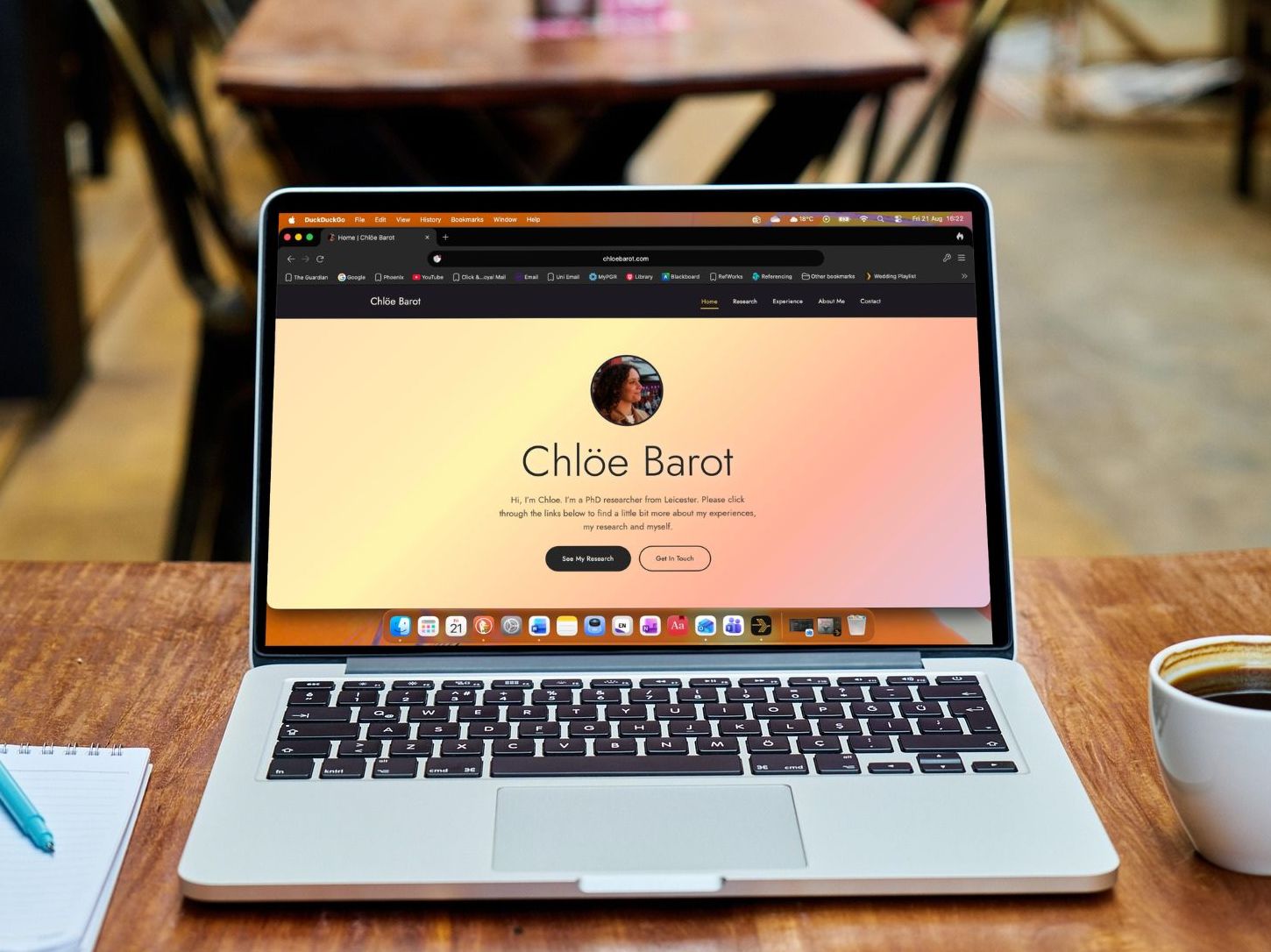 chloebarot.com shown on a laptop screen